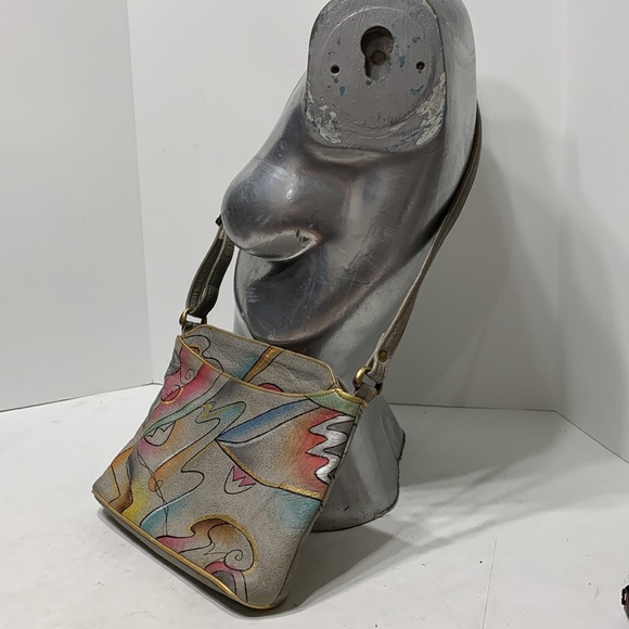 Hand painted crossbody gray abstract - Picture 11 of 17